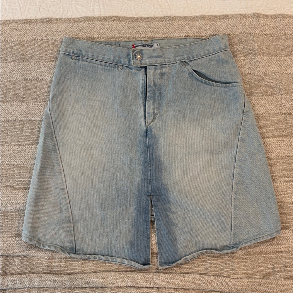 Vintage Levi's Engineered Jeans Y2K Asymmetric Denim Skirt Size Small